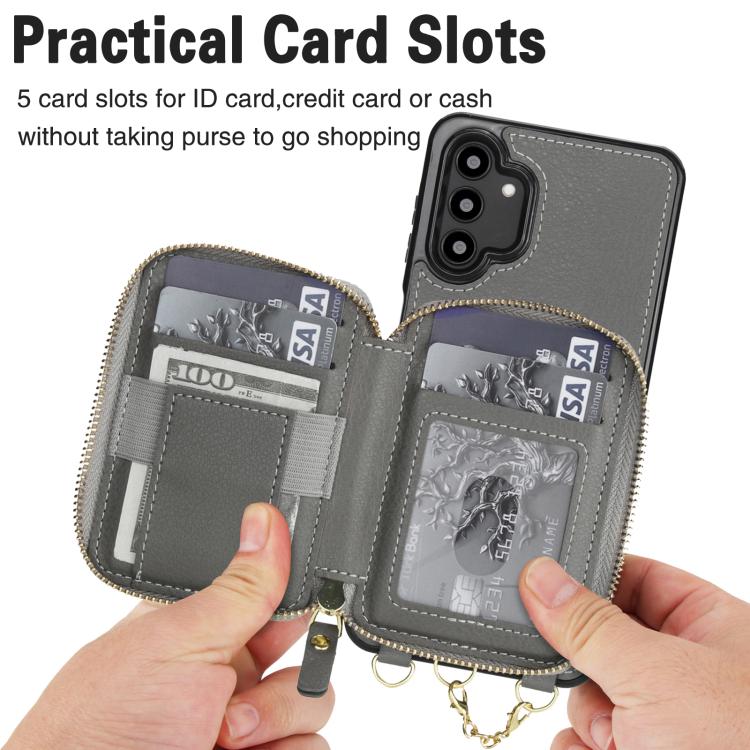 For Samsung Galaxy A13 4G / 5G AwQuer 2 in 1 Crossbody Zipper Wallet Leather Back Phone Case