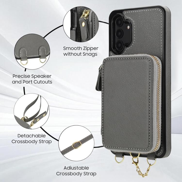 For Samsung Galaxy A13 4G / 5G AwQuer 2 in 1 Crossbody Zipper Wallet Leather Back Phone Case