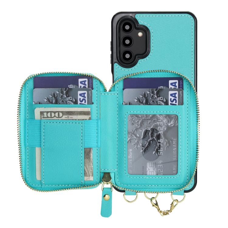 For Samsung Galaxy A13 4G / 5G AwQuer 2 in 1 Crossbody Zipper Wallet Leather Back Phone Case