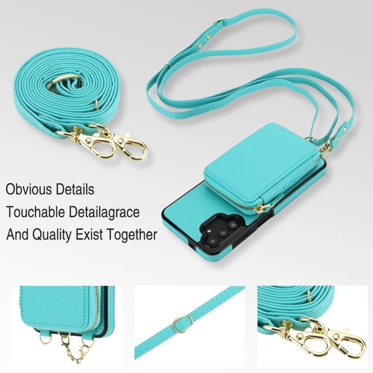 For Samsung Galaxy A13 4G / 5G AwQuer 2 in 1 Crossbody Zipper Wallet Leather Back Phone Case