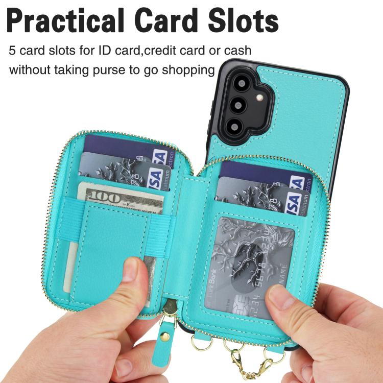 For Samsung Galaxy A13 4G / 5G AwQuer 2 in 1 Crossbody Zipper Wallet Leather Back Phone Case