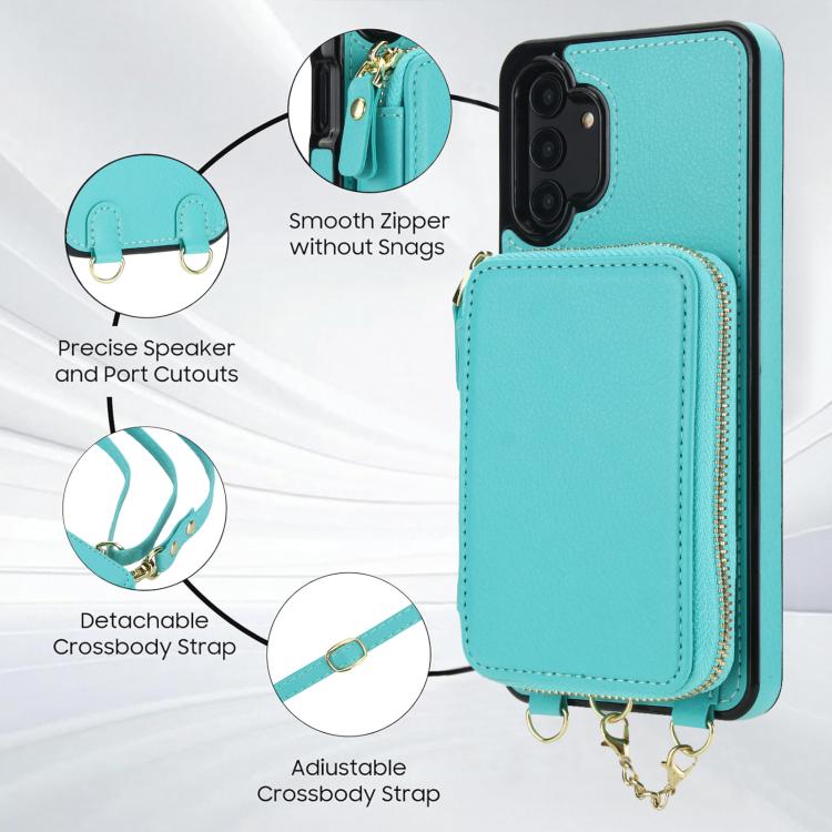 For Samsung Galaxy A13 4G / 5G AwQuer 2 in 1 Crossbody Zipper Wallet Leather Back Phone Case