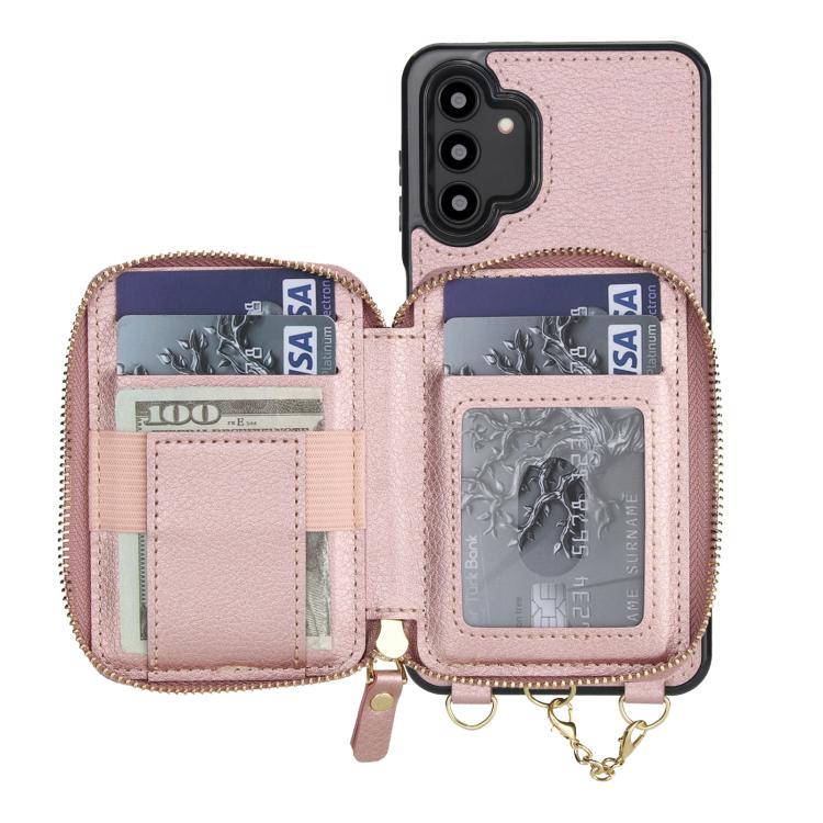 For Samsung Galaxy A13 4G / 5G AwQuer 2 in 1 Crossbody Zipper Wallet Leather Back Phone Case