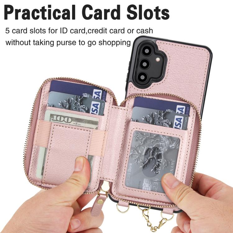 For Samsung Galaxy A13 4G / 5G AwQuer 2 in 1 Crossbody Zipper Wallet Leather Back Phone Case