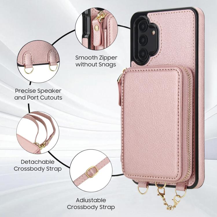 For Samsung Galaxy A13 4G / 5G AwQuer 2 in 1 Crossbody Zipper Wallet Leather Back Phone Case