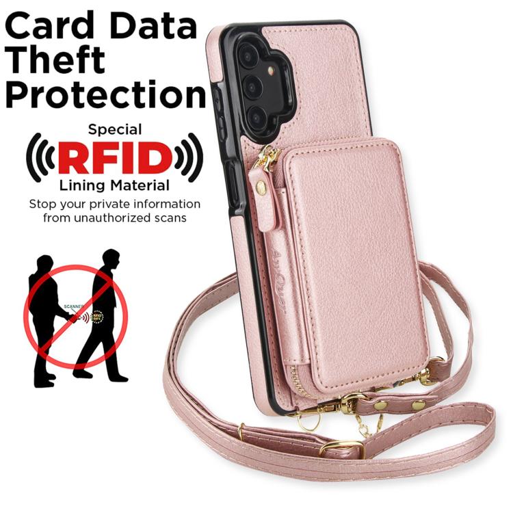 For Samsung Galaxy A13 4G / 5G AwQuer 2 in 1 Crossbody Zipper Wallet Leather Back Phone Case