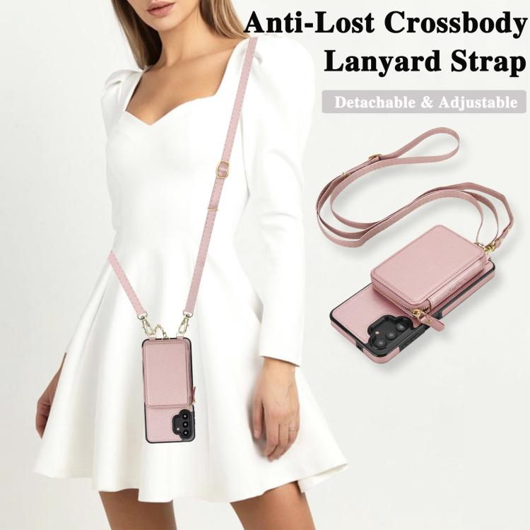 For Samsung Galaxy A13 4G / 5G AwQuer 2 in 1 Crossbody Zipper Wallet Leather Back Phone Case