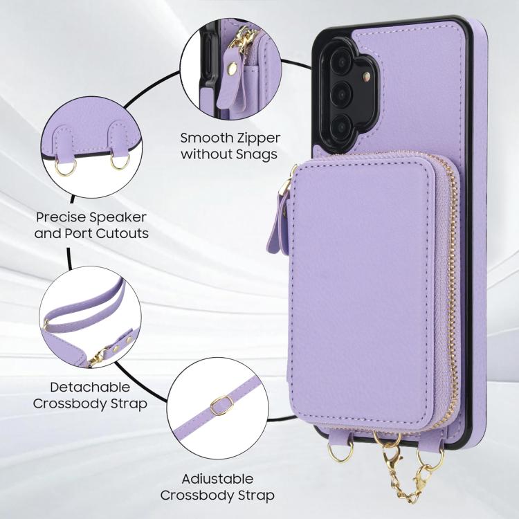 For Samsung Galaxy A13 4G / 5G AwQuer 2 in 1 Crossbody Zipper Wallet Leather Back Phone Case