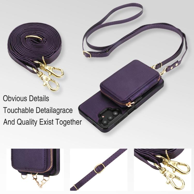 For Samsung Galaxy A13 4G / 5G AwQuer 2 in 1 Crossbody Zipper Wallet Leather Back Phone Case
