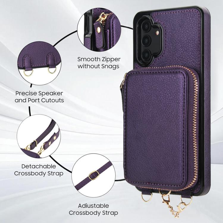 For Samsung Galaxy A13 4G / 5G AwQuer 2 in 1 Crossbody Zipper Wallet Leather Back Phone Case