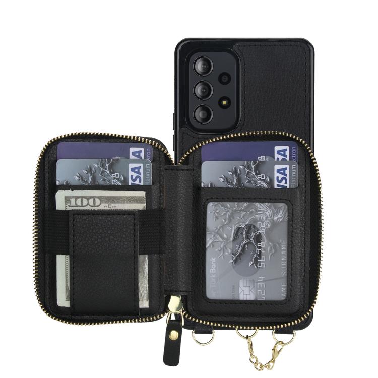For Samsung Galaxy A53 4G / 5G AwQuer 2 in 1 Crossbody Zipper Wallet Leather Back Phone Case