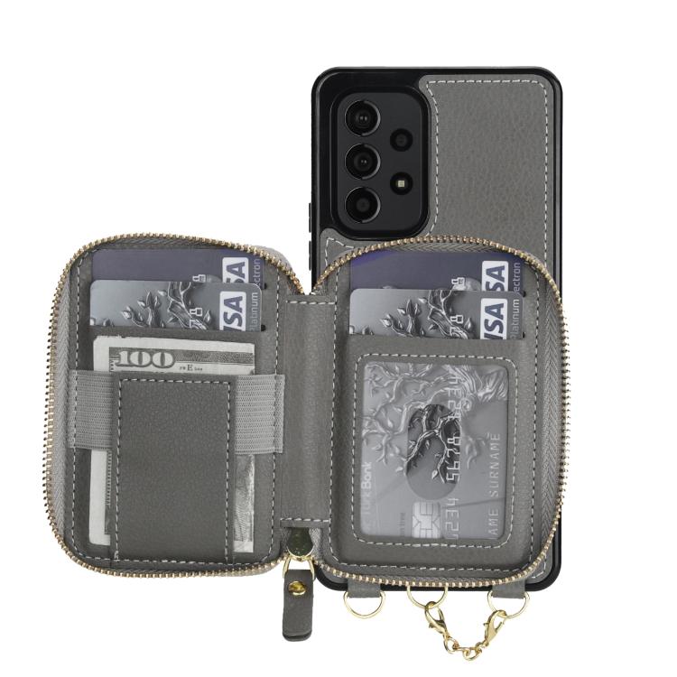 For Samsung Galaxy A53 4G / 5G AwQuer 2 in 1 Crossbody Zipper Wallet Leather Back Phone Case