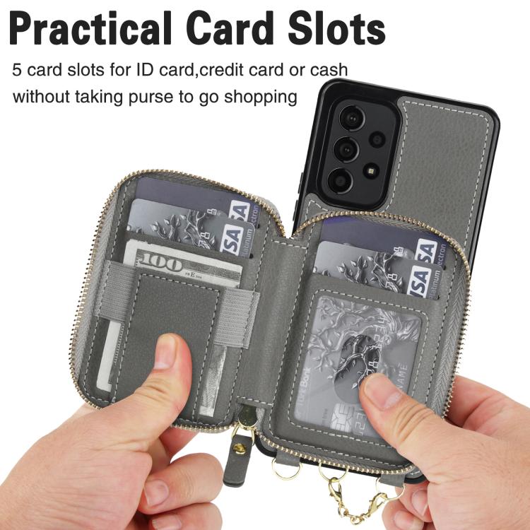 For Samsung Galaxy A53 4G / 5G AwQuer 2 in 1 Crossbody Zipper Wallet Leather Back Phone Case