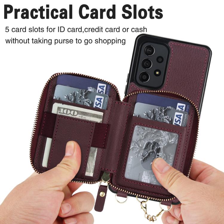 For Samsung Galaxy A53 4G / 5G AwQuer 2 in 1 Crossbody Zipper Wallet Leather Back Phone Case