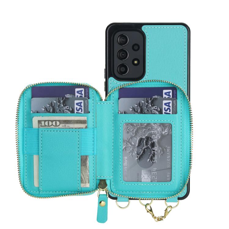 For Samsung Galaxy A53 4G / 5G AwQuer 2 in 1 Crossbody Zipper Wallet Leather Back Phone Case