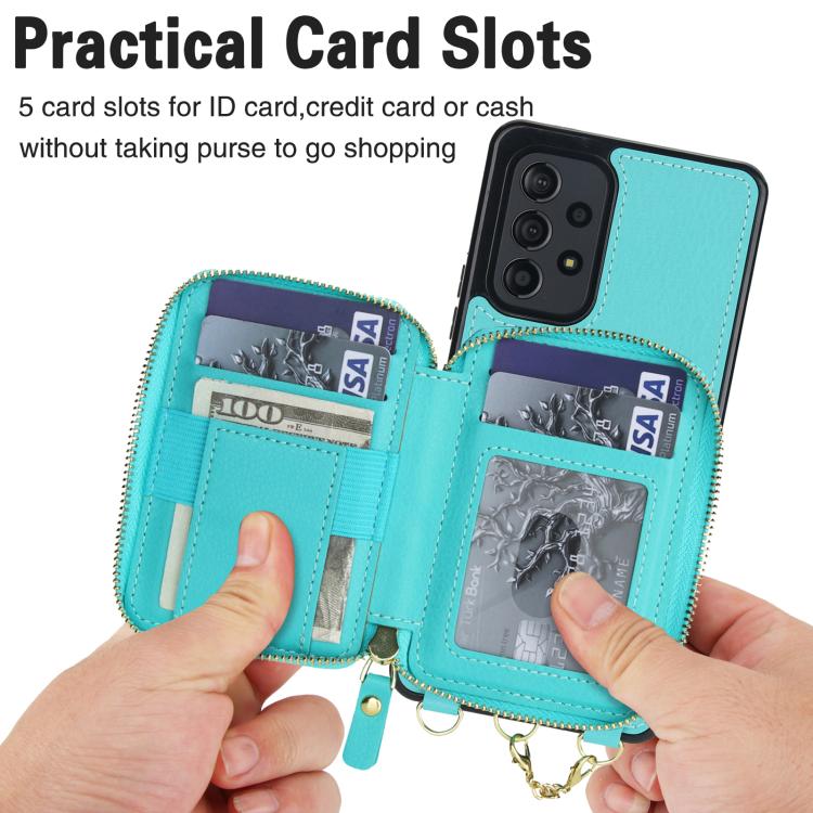 For Samsung Galaxy A53 4G / 5G AwQuer 2 in 1 Crossbody Zipper Wallet Leather Back Phone Case