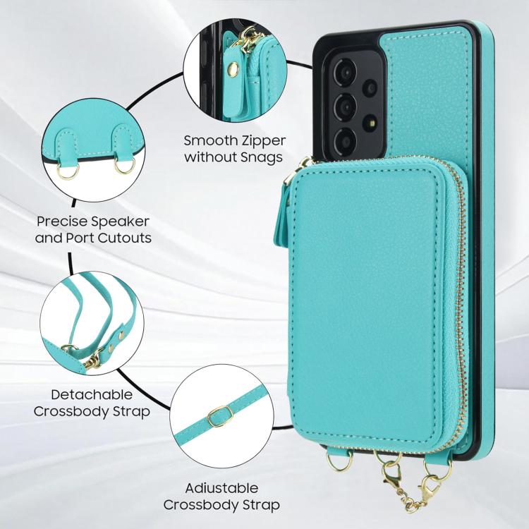 For Samsung Galaxy A53 4G / 5G AwQuer 2 in 1 Crossbody Zipper Wallet Leather Back Phone Case