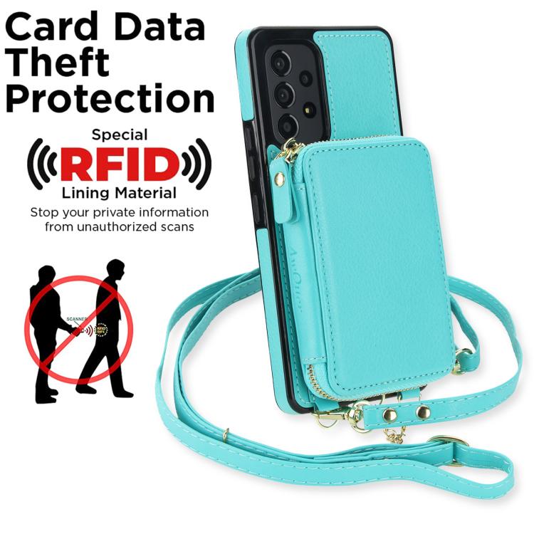 For Samsung Galaxy A53 4G / 5G AwQuer 2 in 1 Crossbody Zipper Wallet Leather Back Phone Case