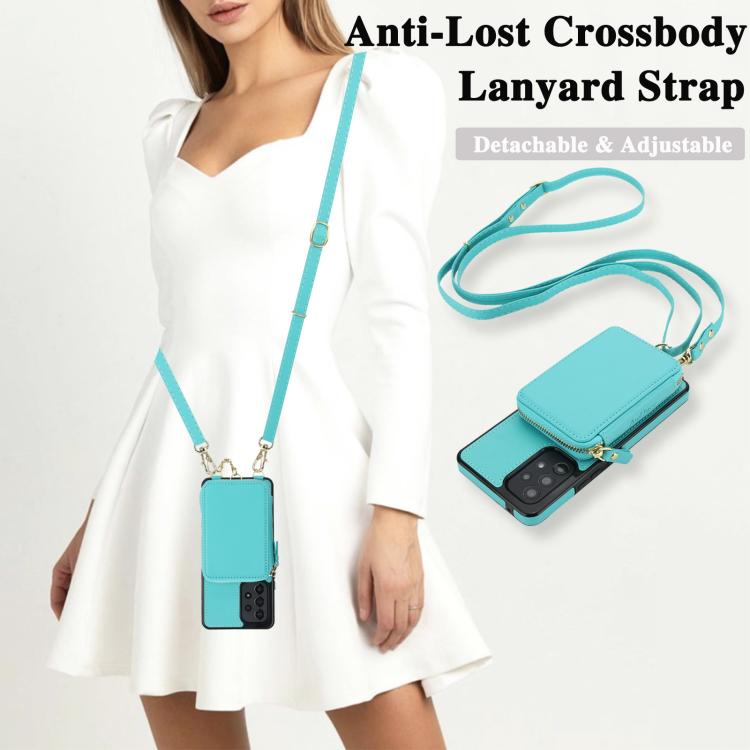 For Samsung Galaxy A53 4G / 5G AwQuer 2 in 1 Crossbody Zipper Wallet Leather Back Phone Case