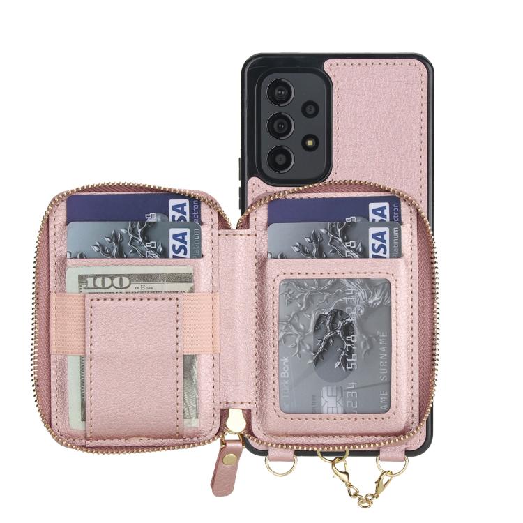 For Samsung Galaxy A53 4G / 5G AwQuer 2 in 1 Crossbody Zipper Wallet Leather Back Phone Case