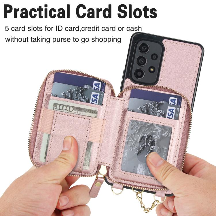 For Samsung Galaxy A53 4G / 5G AwQuer 2 in 1 Crossbody Zipper Wallet Leather Back Phone Case