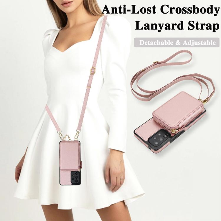 For Samsung Galaxy A53 4G / 5G AwQuer 2 in 1 Crossbody Zipper Wallet Leather Back Phone Case