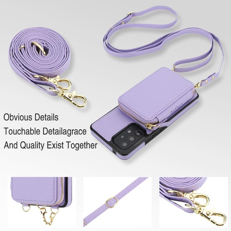 For Samsung Galaxy A53 4G / 5G AwQuer 2 in 1 Crossbody Zipper Wallet Leather Back Phone Case