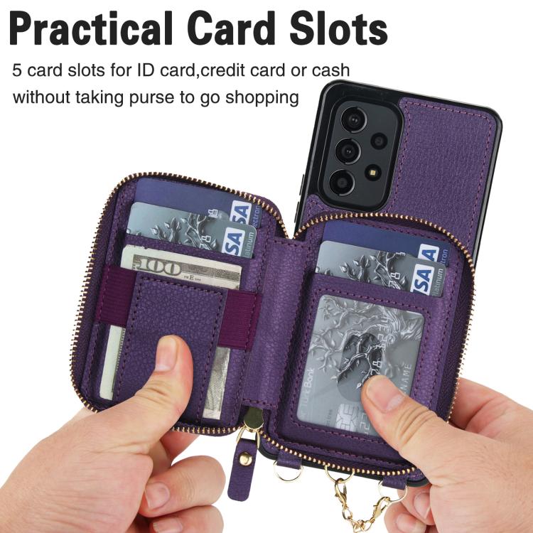 For Samsung Galaxy A53 4G / 5G AwQuer 2 in 1 Crossbody Zipper Wallet Leather Back Phone Case