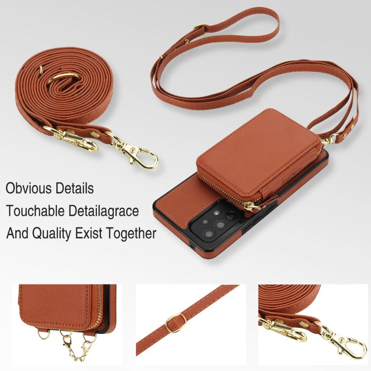 For Samsung Galaxy A53 4G / 5G AwQuer 2 in 1 Crossbody Zipper Wallet Leather Back Phone Case