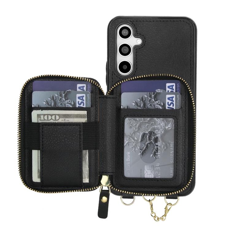 For Samsung Galaxy A54 5G AwQuer 2 in 1 Crossbody Zipper Wallet Leather Back Phone Case