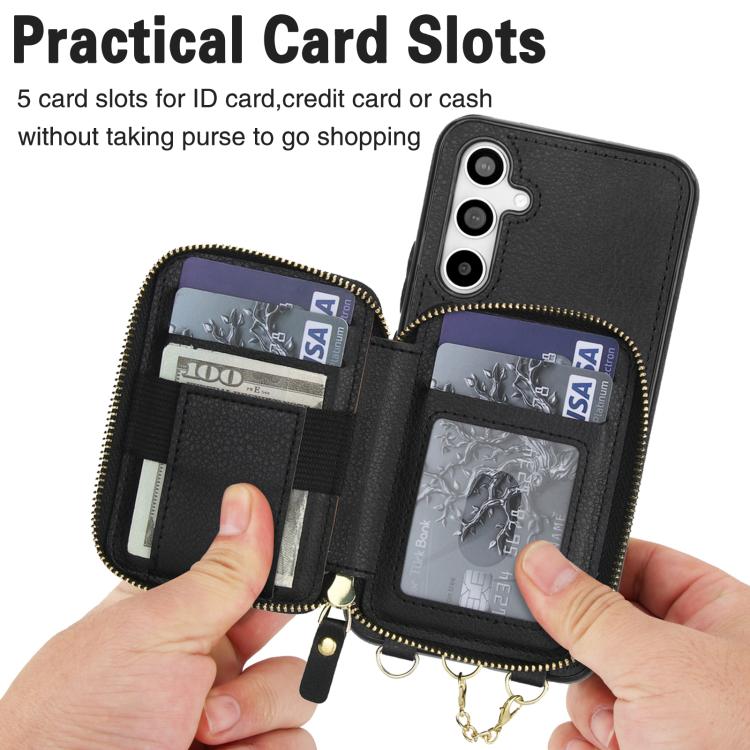 For Samsung Galaxy A54 5G AwQuer 2 in 1 Crossbody Zipper Wallet Leather Back Phone Case