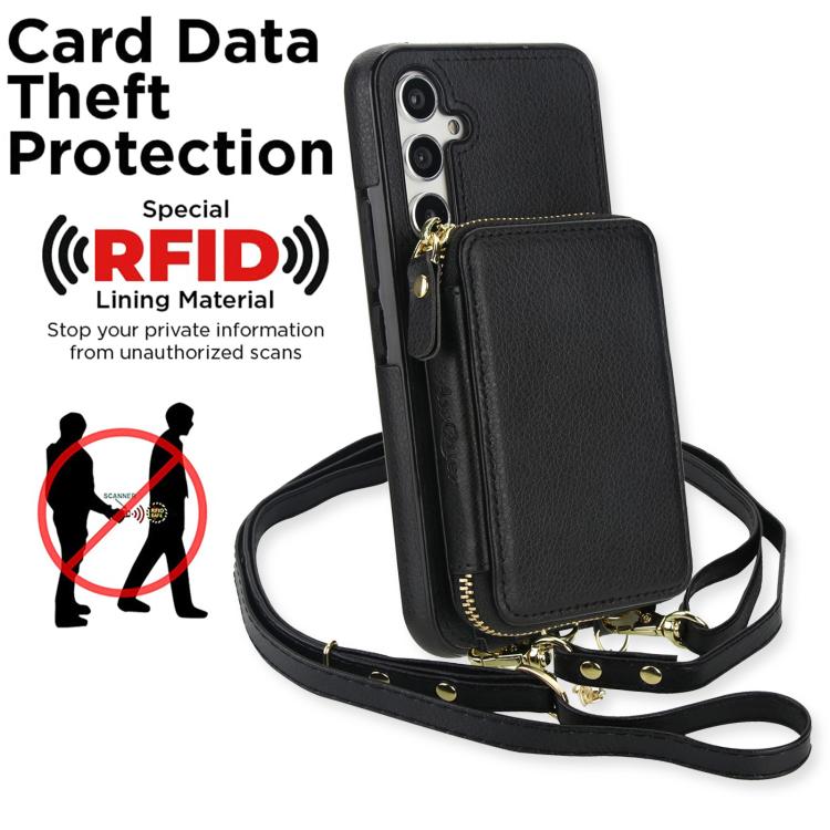 For Samsung Galaxy A54 5G AwQuer 2 in 1 Crossbody Zipper Wallet Leather Back Phone Case