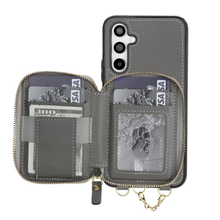 For Samsung Galaxy A54 5G AwQuer 2 in 1 Crossbody Zipper Wallet Leather Back Phone Case