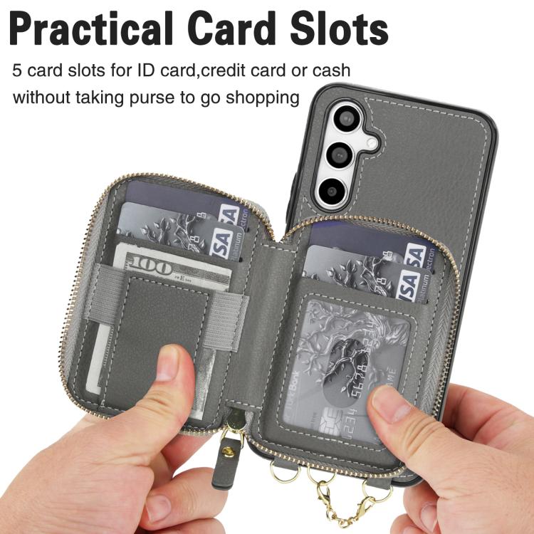For Samsung Galaxy A54 5G AwQuer 2 in 1 Crossbody Zipper Wallet Leather Back Phone Case
