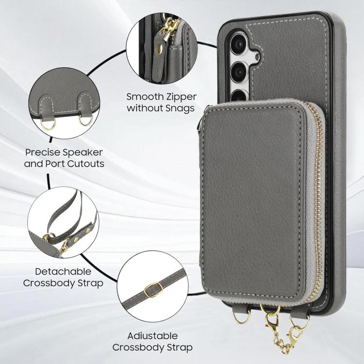 For Samsung Galaxy A54 5G AwQuer 2 in 1 Crossbody Zipper Wallet Leather Back Phone Case
