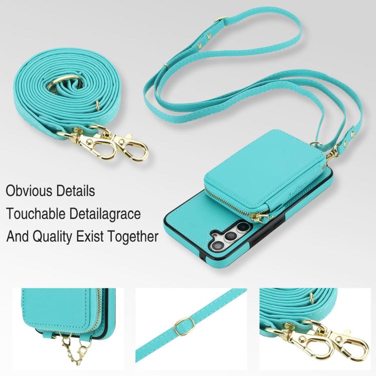 For Samsung Galaxy A54 5G AwQuer 2 in 1 Crossbody Zipper Wallet Leather Back Phone Case