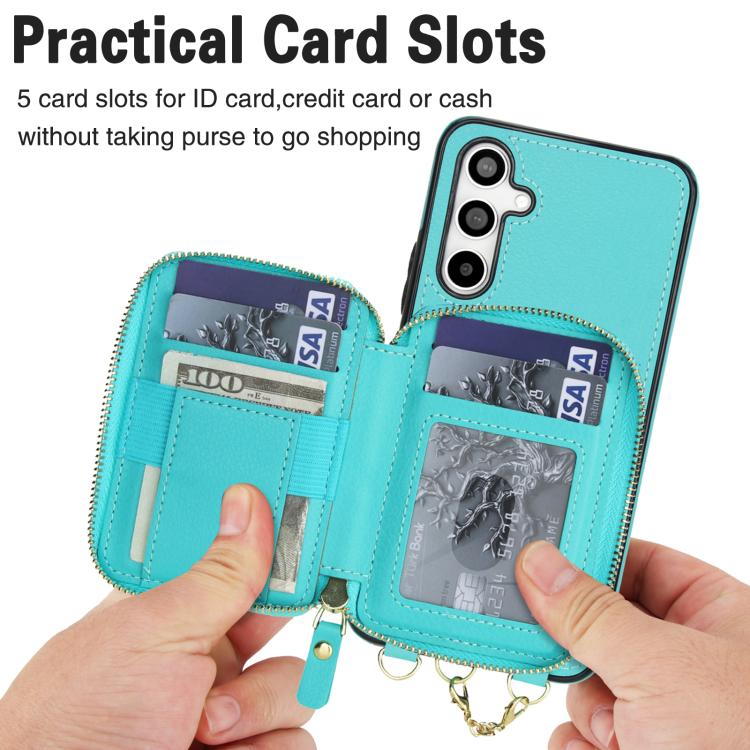 For Samsung Galaxy A54 5G AwQuer 2 in 1 Crossbody Zipper Wallet Leather Back Phone Case