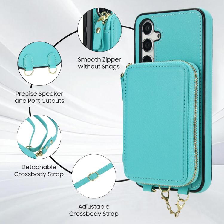 For Samsung Galaxy A54 5G AwQuer 2 in 1 Crossbody Zipper Wallet Leather Back Phone Case