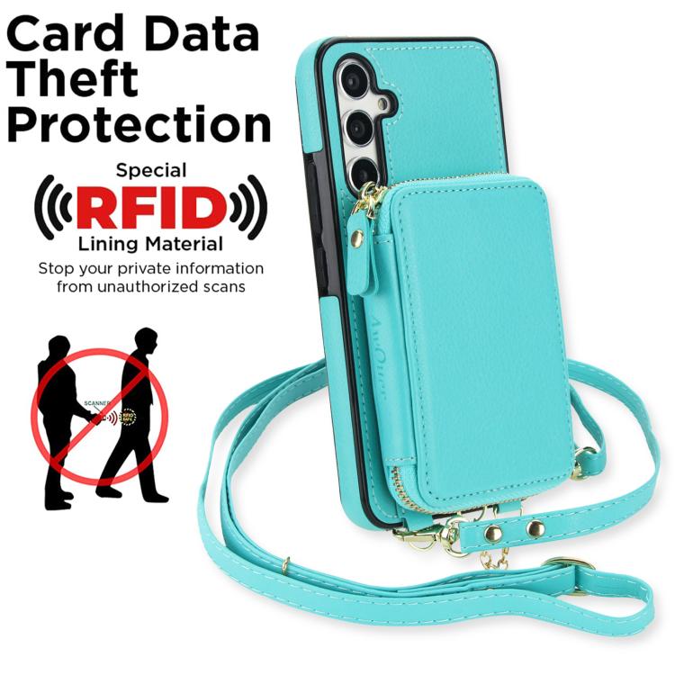 For Samsung Galaxy A54 5G AwQuer 2 in 1 Crossbody Zipper Wallet Leather Back Phone Case