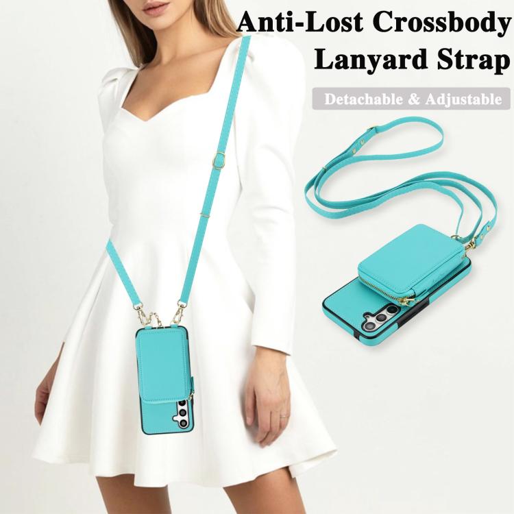 For Samsung Galaxy A54 5G AwQuer 2 in 1 Crossbody Zipper Wallet Leather Back Phone Case