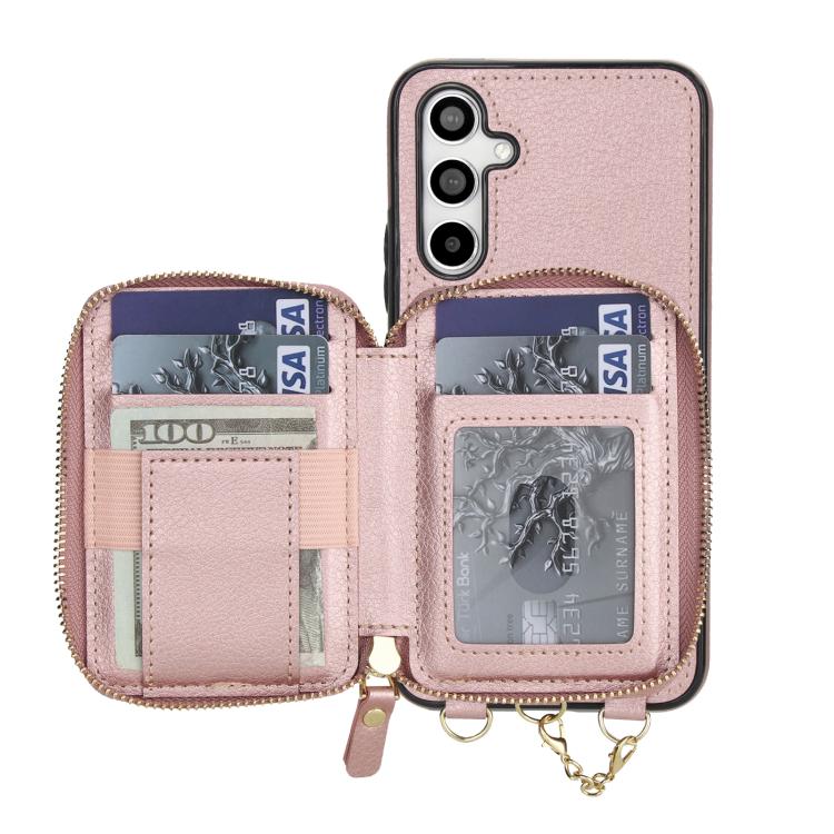 For Samsung Galaxy A54 5G AwQuer 2 in 1 Crossbody Zipper Wallet Leather Back Phone Case