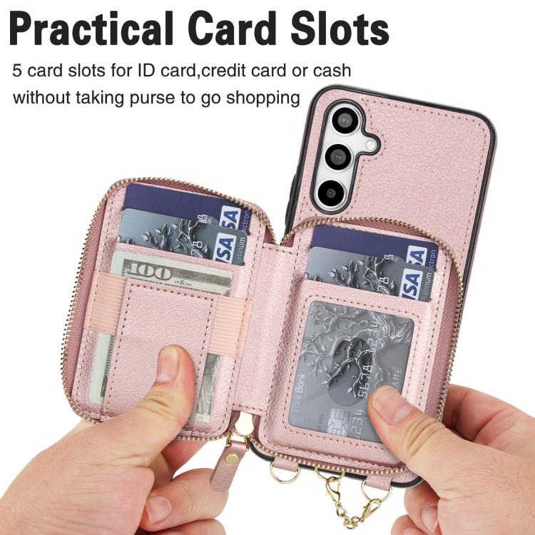 For Samsung Galaxy A54 5G AwQuer 2 in 1 Crossbody Zipper Wallet Leather Back Phone Case