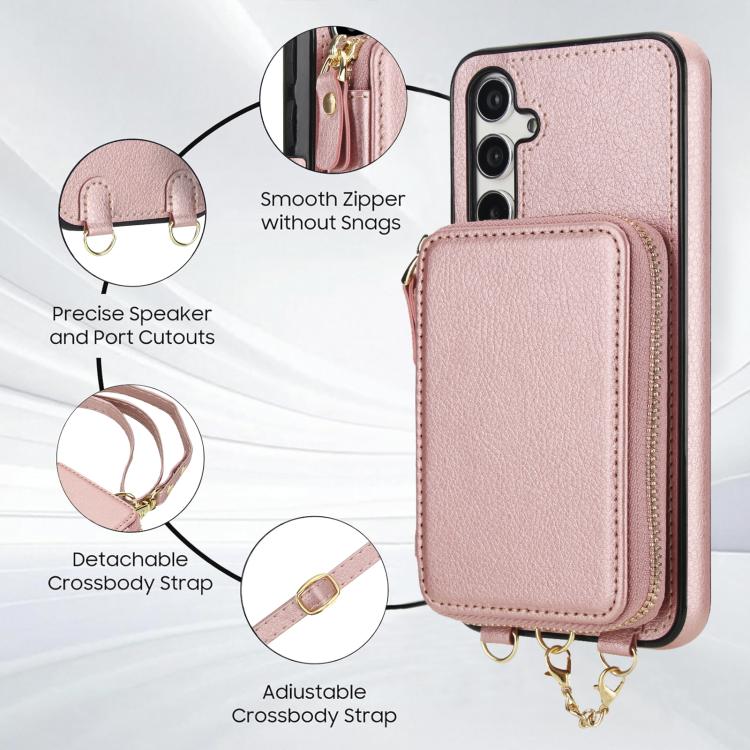 For Samsung Galaxy A54 5G AwQuer 2 in 1 Crossbody Zipper Wallet Leather Back Phone Case