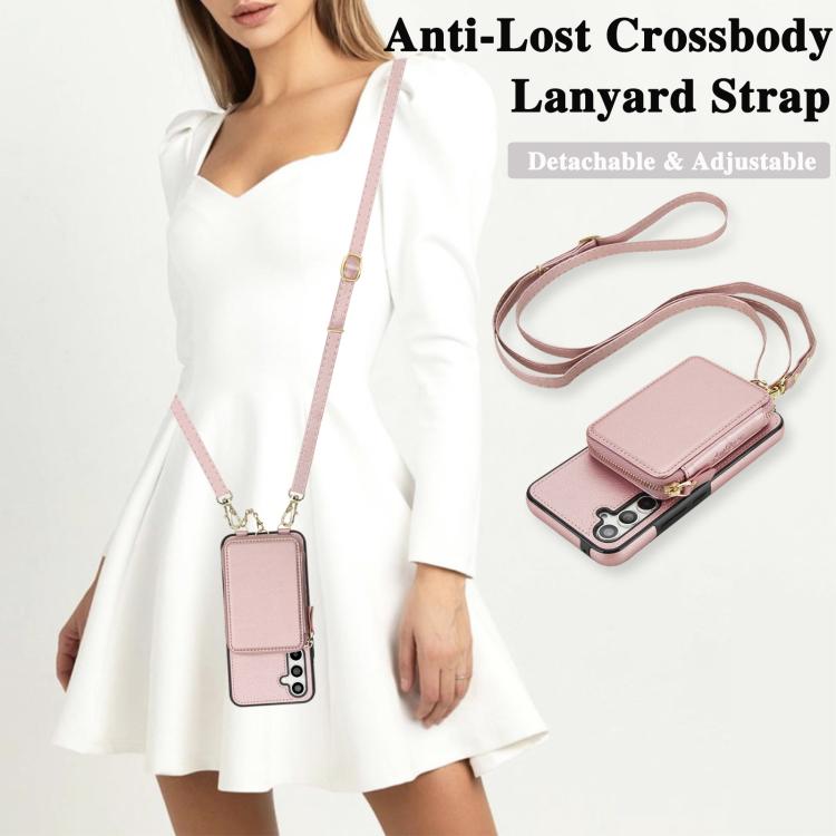 For Samsung Galaxy A54 5G AwQuer 2 in 1 Crossbody Zipper Wallet Leather Back Phone Case