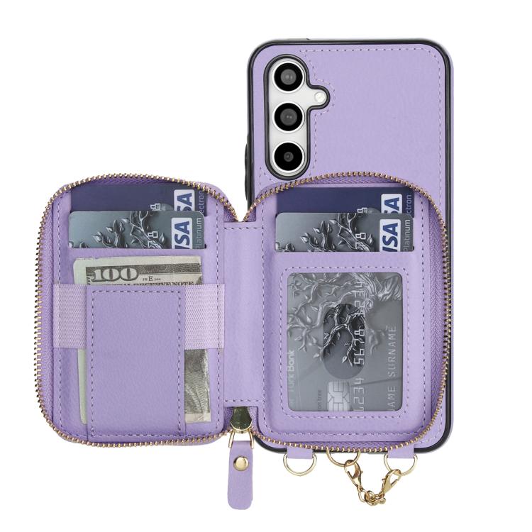 For Samsung Galaxy A54 5G AwQuer 2 in 1 Crossbody Zipper Wallet Leather Back Phone Case