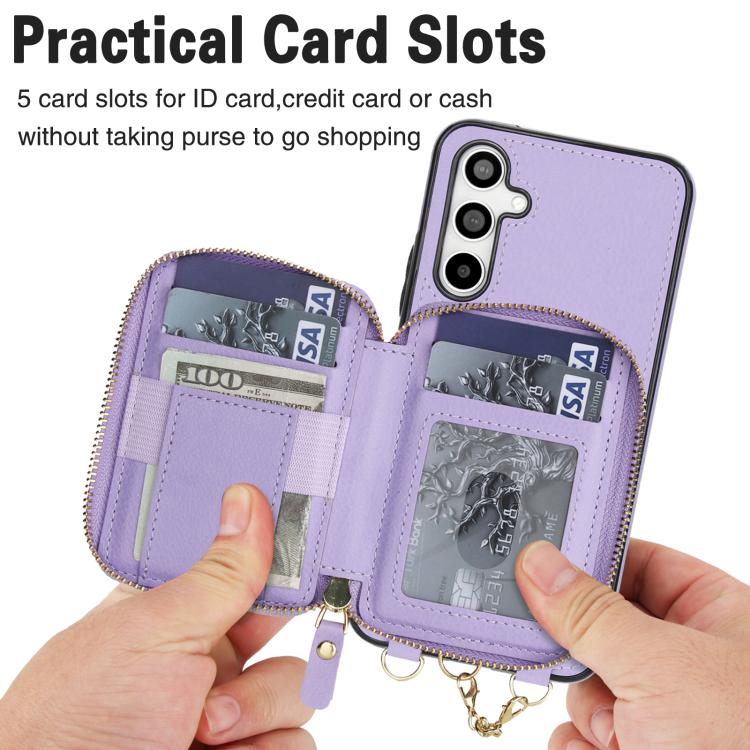 For Samsung Galaxy A54 5G AwQuer 2 in 1 Crossbody Zipper Wallet Leather Back Phone Case