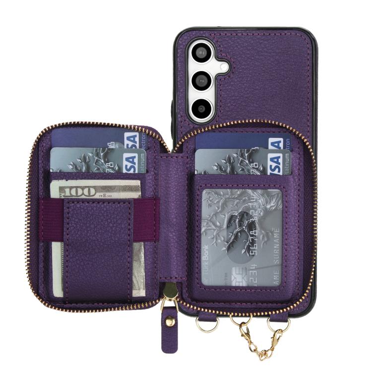 For Samsung Galaxy A54 5G AwQuer 2 in 1 Crossbody Zipper Wallet Leather Back Phone Case