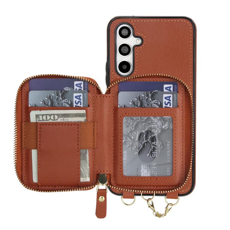 For Samsung Galaxy A54 5G AwQuer 2 in 1 Crossbody Zipper Wallet Leather Back Phone Case