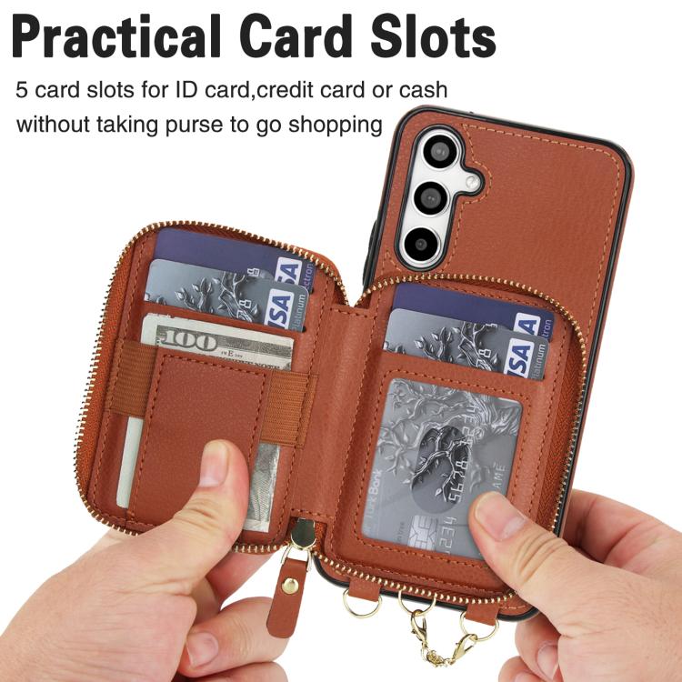 For Samsung Galaxy A54 5G AwQuer 2 in 1 Crossbody Zipper Wallet Leather Back Phone Case