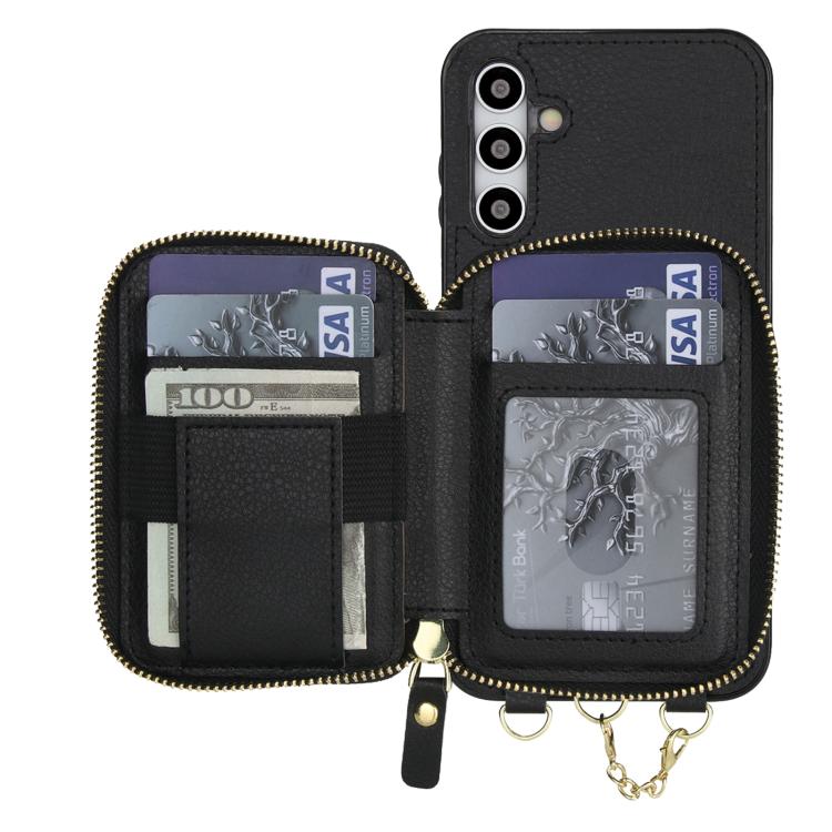 For Samsung Galaxy A15 4G / 5G AwQuer 2 in 1 Crossbody Zipper Wallet Leather Back Phone Case